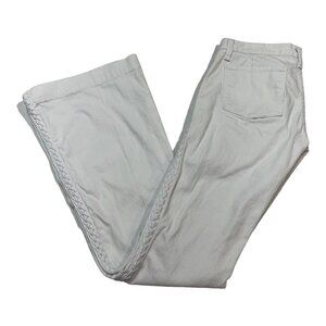 Anlo Womens 26 White Flare Leg Jeans Denim with Braided Sides Boho Festival